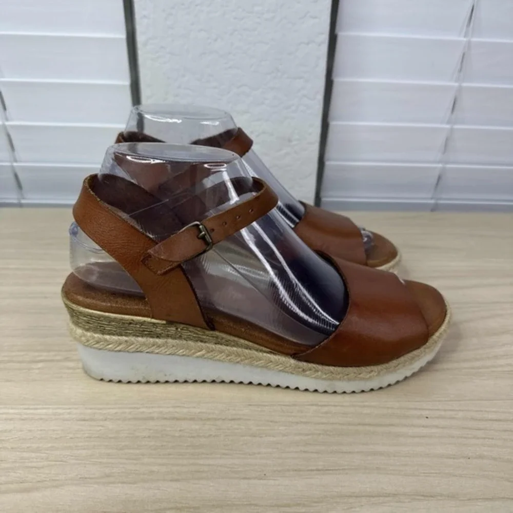 Bertuchi Shoes Womens EU 39 Brown Ankle Strap Espadrille Wedge Boho‎ Sandals